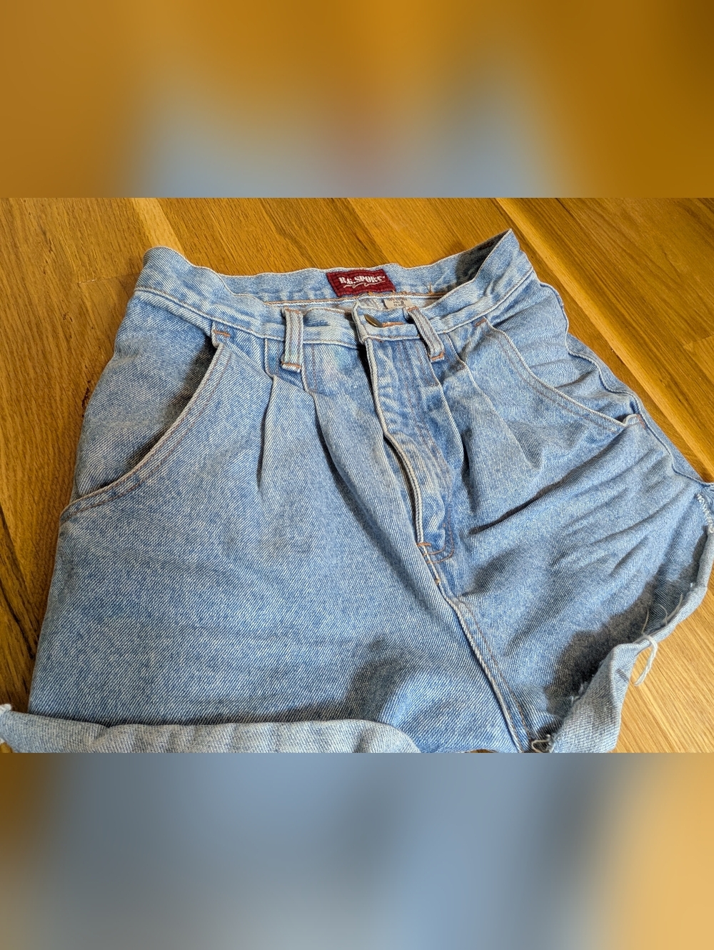 High Waisted Vintage Pleated Denim Shorts